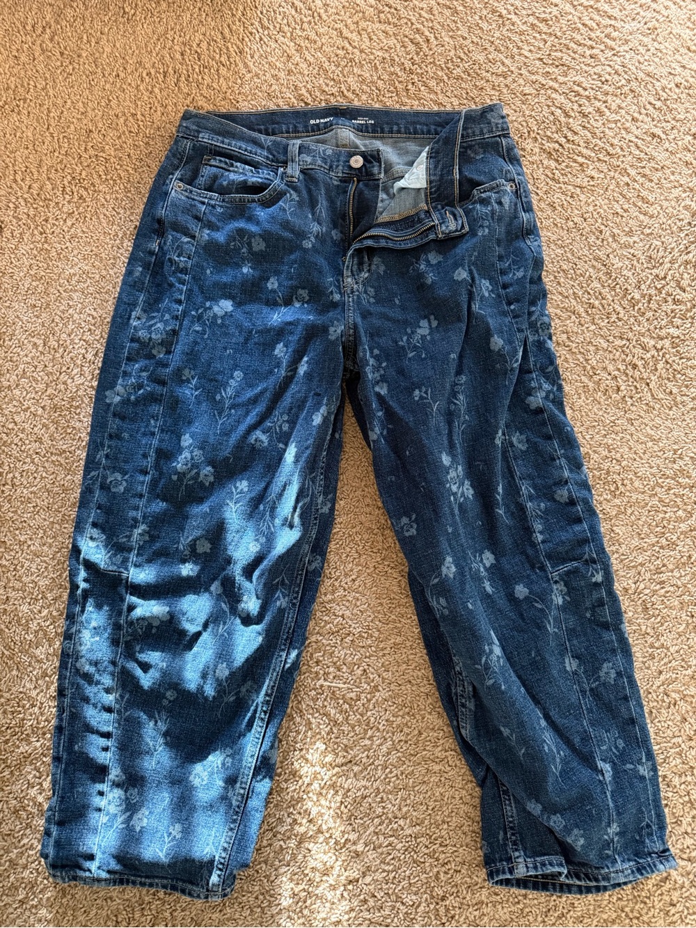 Old Navy Dark Blue Floral Boyfriend Jeans